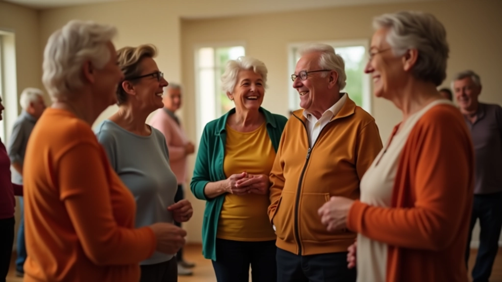 Group of dancers socializing and laughing together after a dance session in a welcoming studio space
