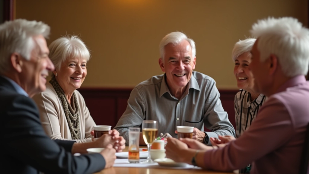 Group of retirees enjoying social time and dancing together